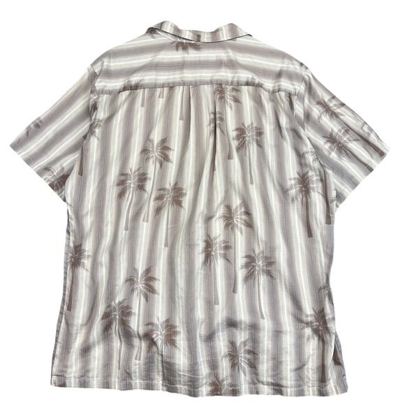 Vintage Palmwave Hawaii 2XL Mens‎ Striped Palm Tree Print Button Up Camp Shirt - Picture 3 of 7